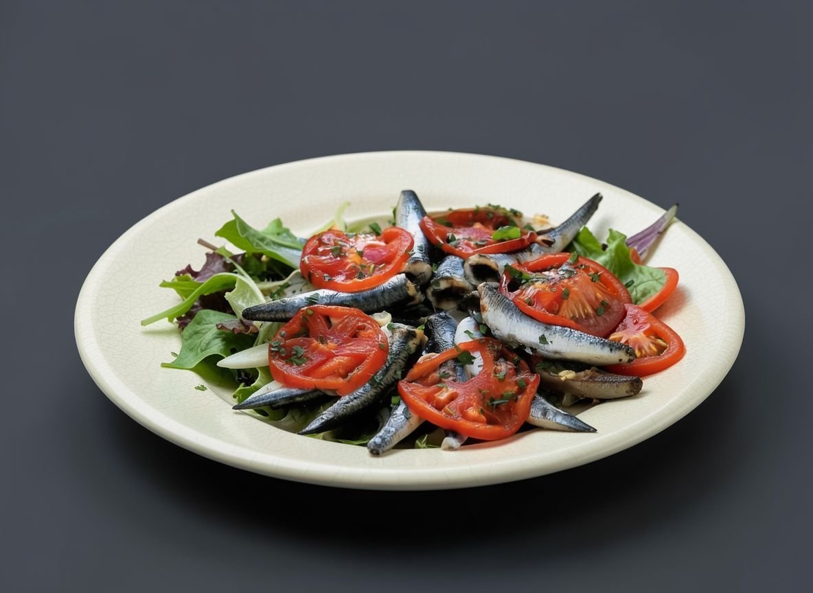Запеченная хамса с помидорами