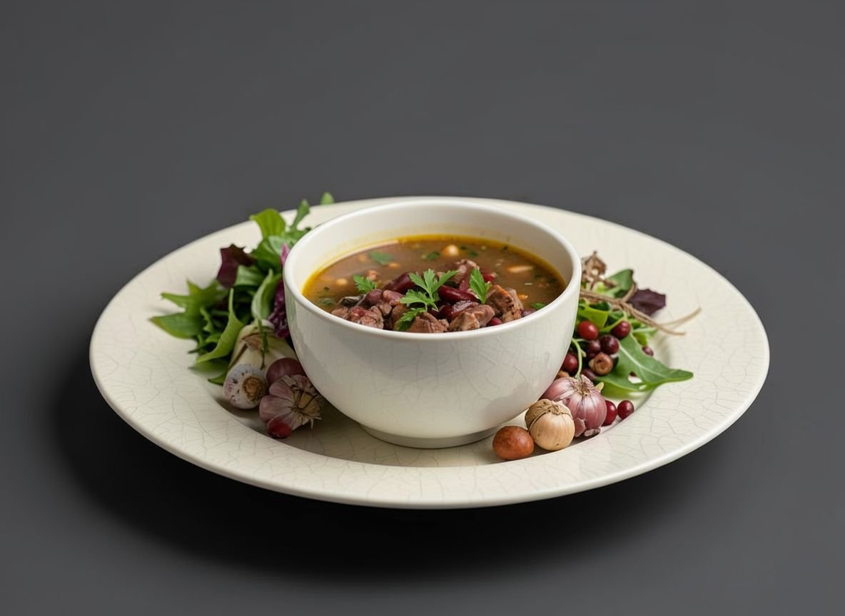 Мясо оленя тушеное с фасолью и овощами