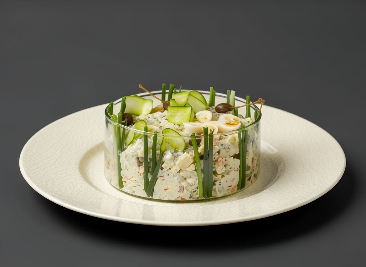 Оливье из языка с каперсами