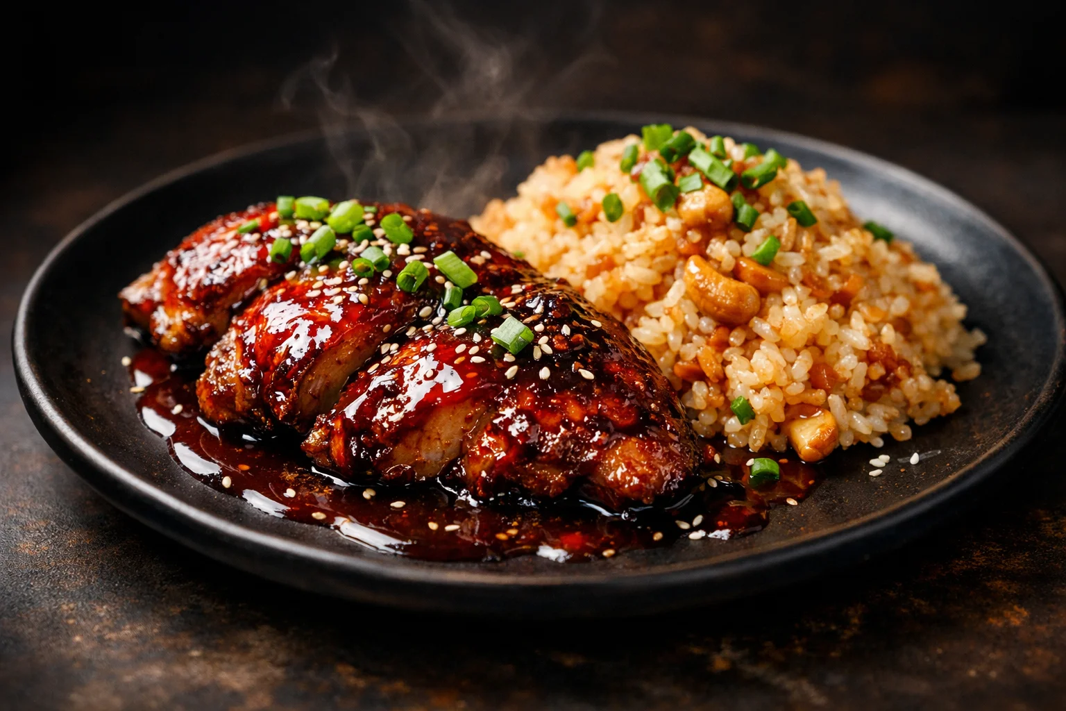 Цесарка в пряном соусе «Сычуаньский конфитюр» с ферментированным кимчи-рисом