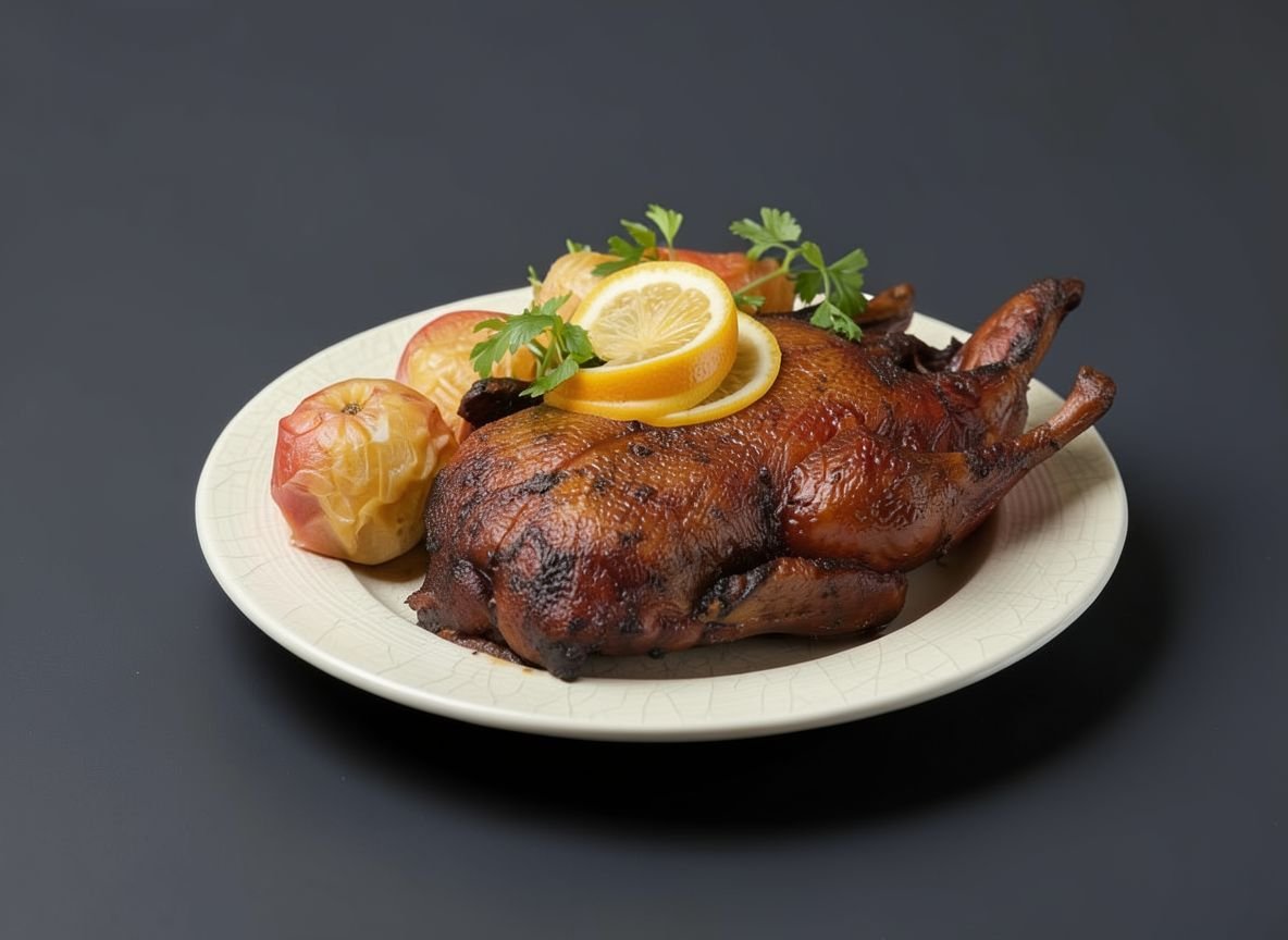 Гусь с черносливом в медово-горчичной корочке