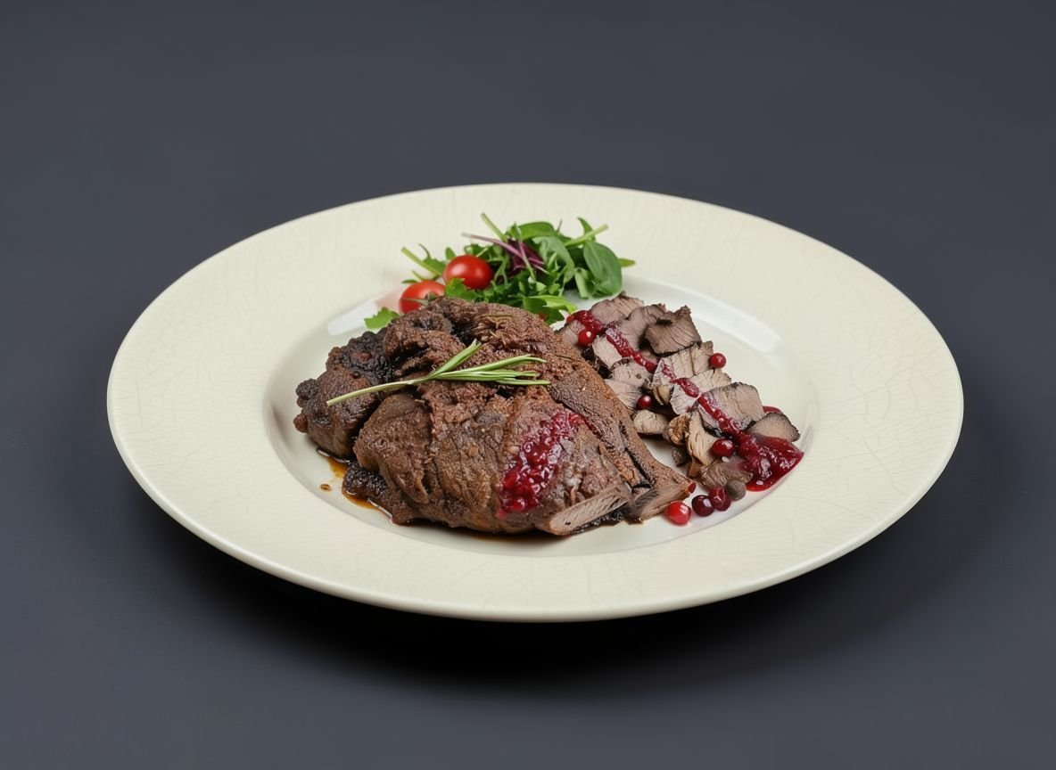 Окорок оленя в брусничном маринаде