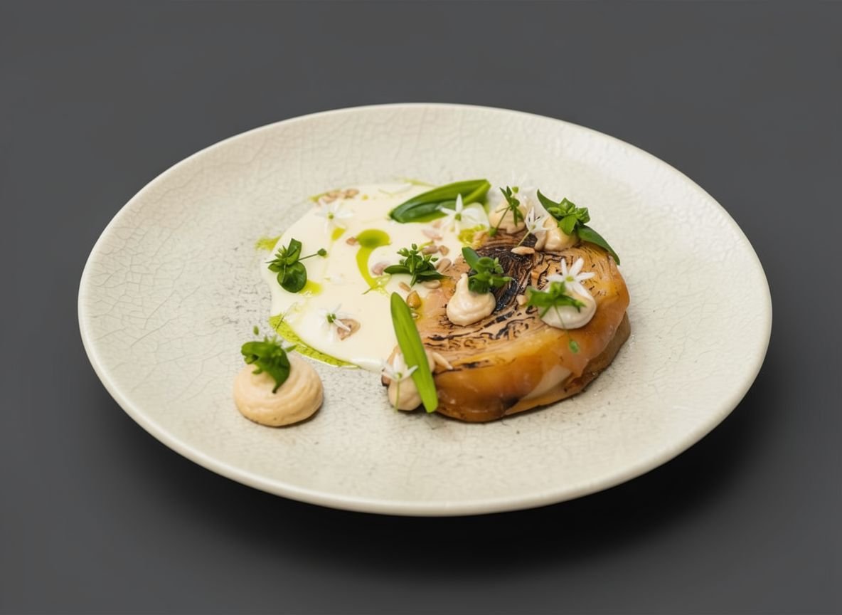 Молодая капуста из печи с кремом из картофеля и звездчаткой