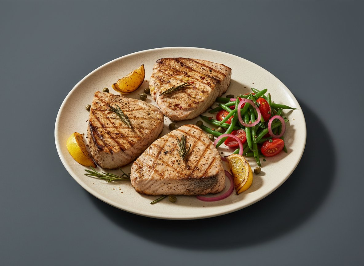 Стейки из дикой рыбы-меч на гриле