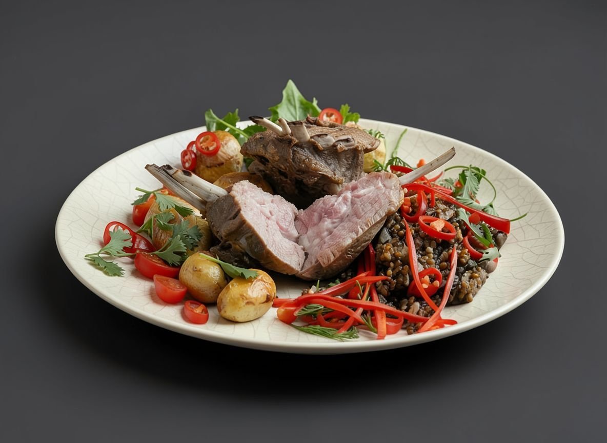 Овощной микс с мясом барсука