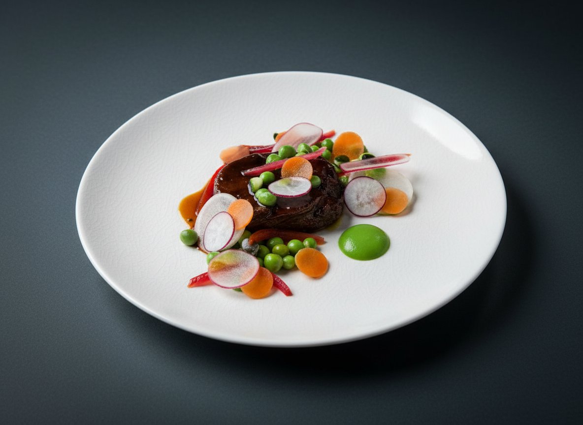 Конский язык с зеленым горошком и овощами