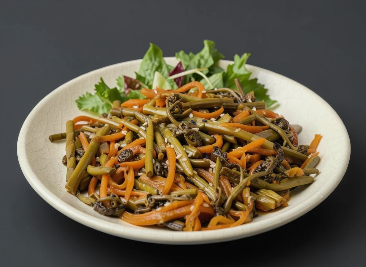 Салат из соленого папоротника по-корейски