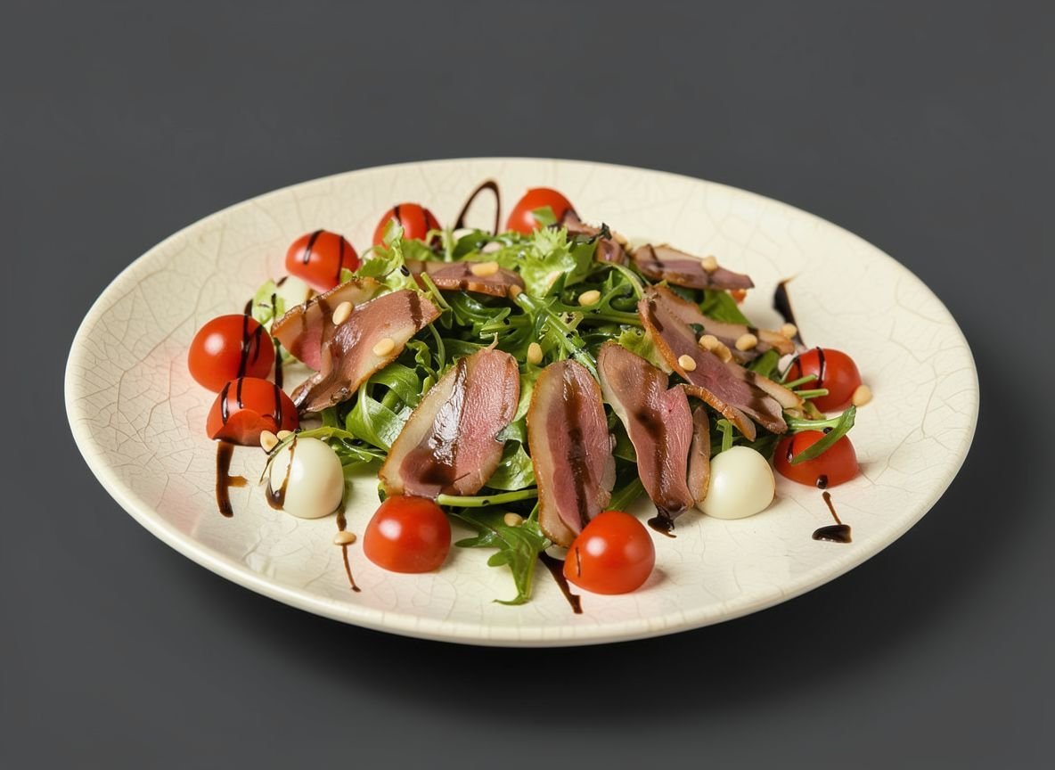 Видеорецепт из утки - Салат с мясом копчёной утки