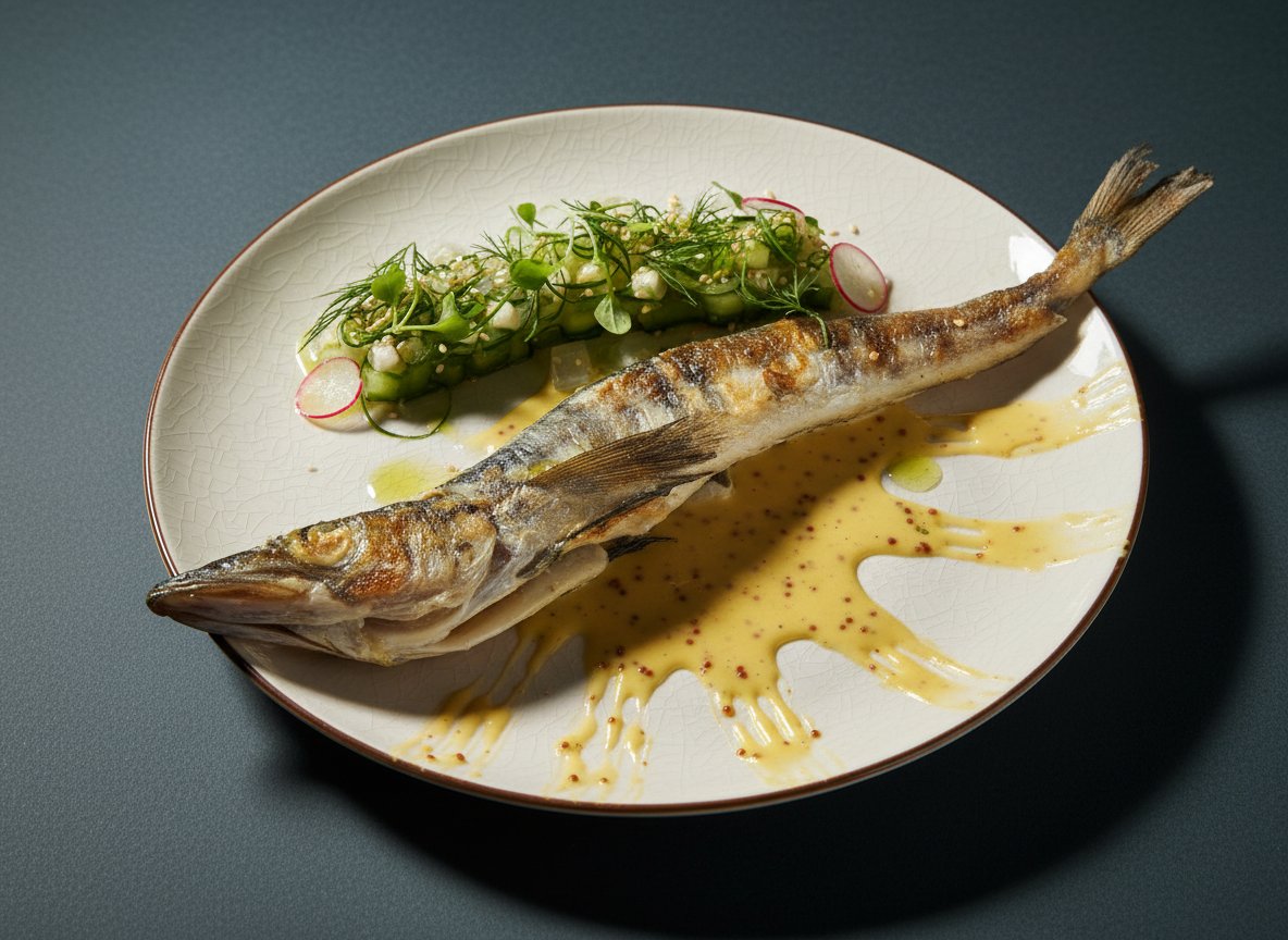 Видеорецепт из ледяной рыбы - Ледяная рыба с огуречным желе и голландским соусом