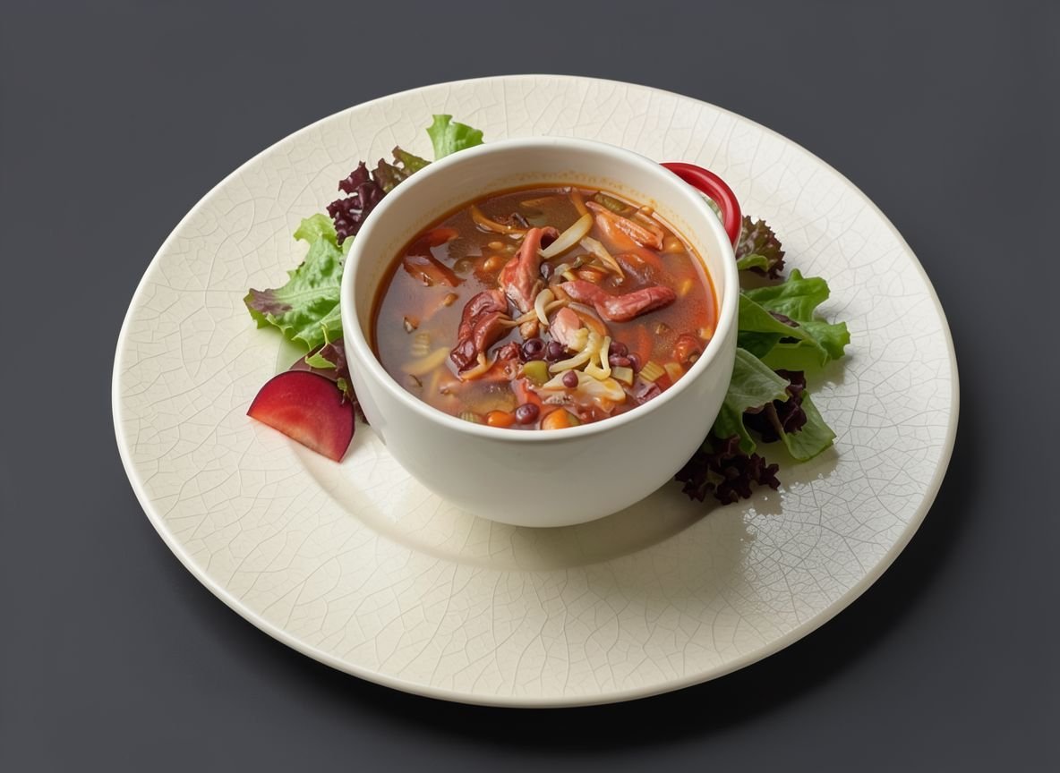 Видеорецепт из кабана - Овощной суп с копченой рулькой дикого кабана