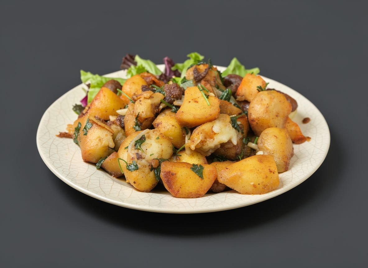 Видеорецепт из кабана - Картошка с кабаньим салом на костре