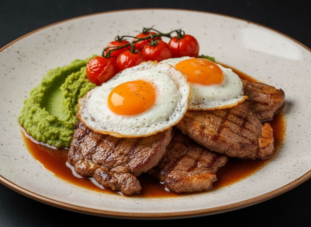 Видеорецепт из оленя - Бифштекс из оленины с яйцом