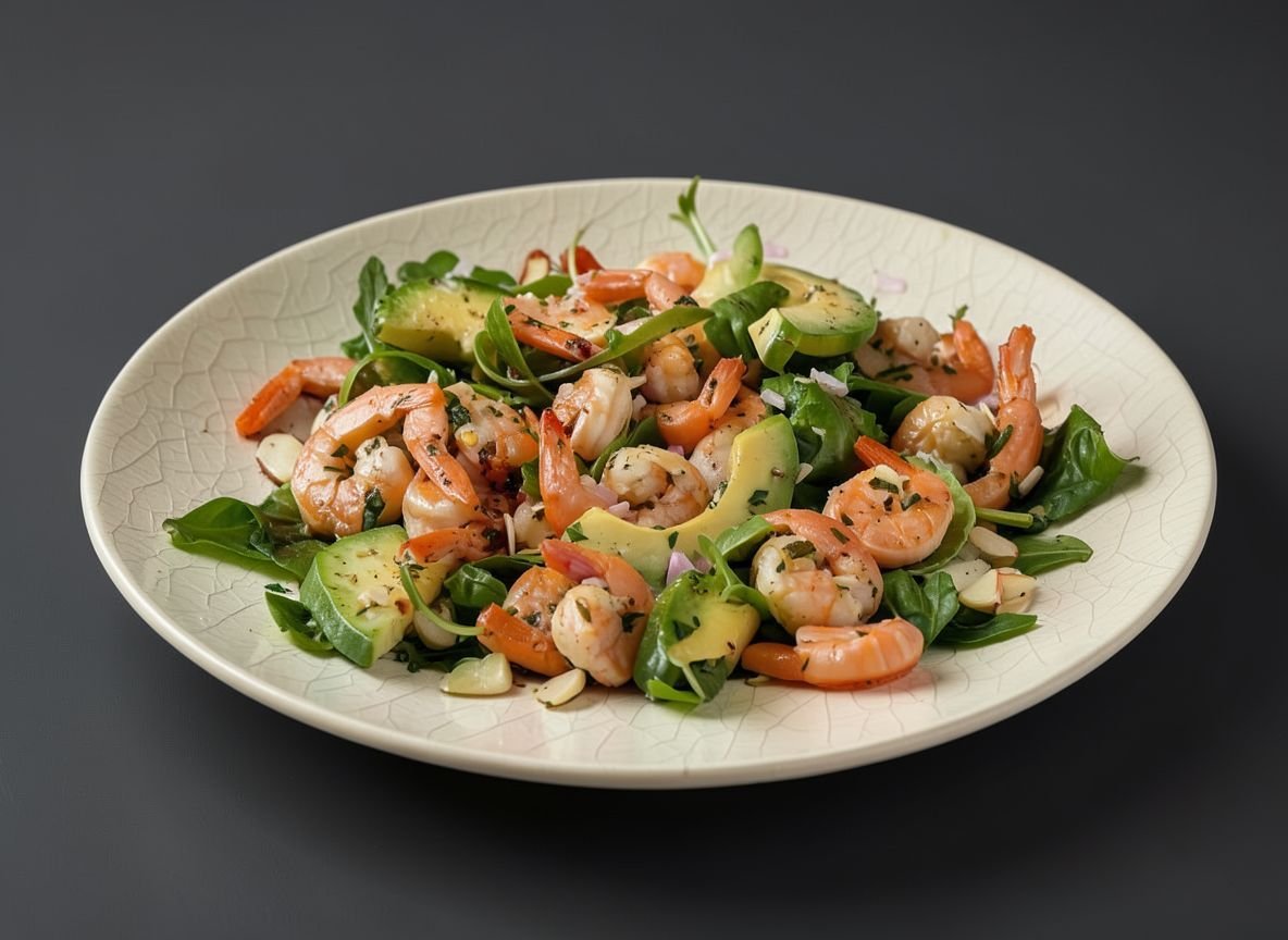 Видеорецепт из креветок - Салат из северных креветок с авокадо