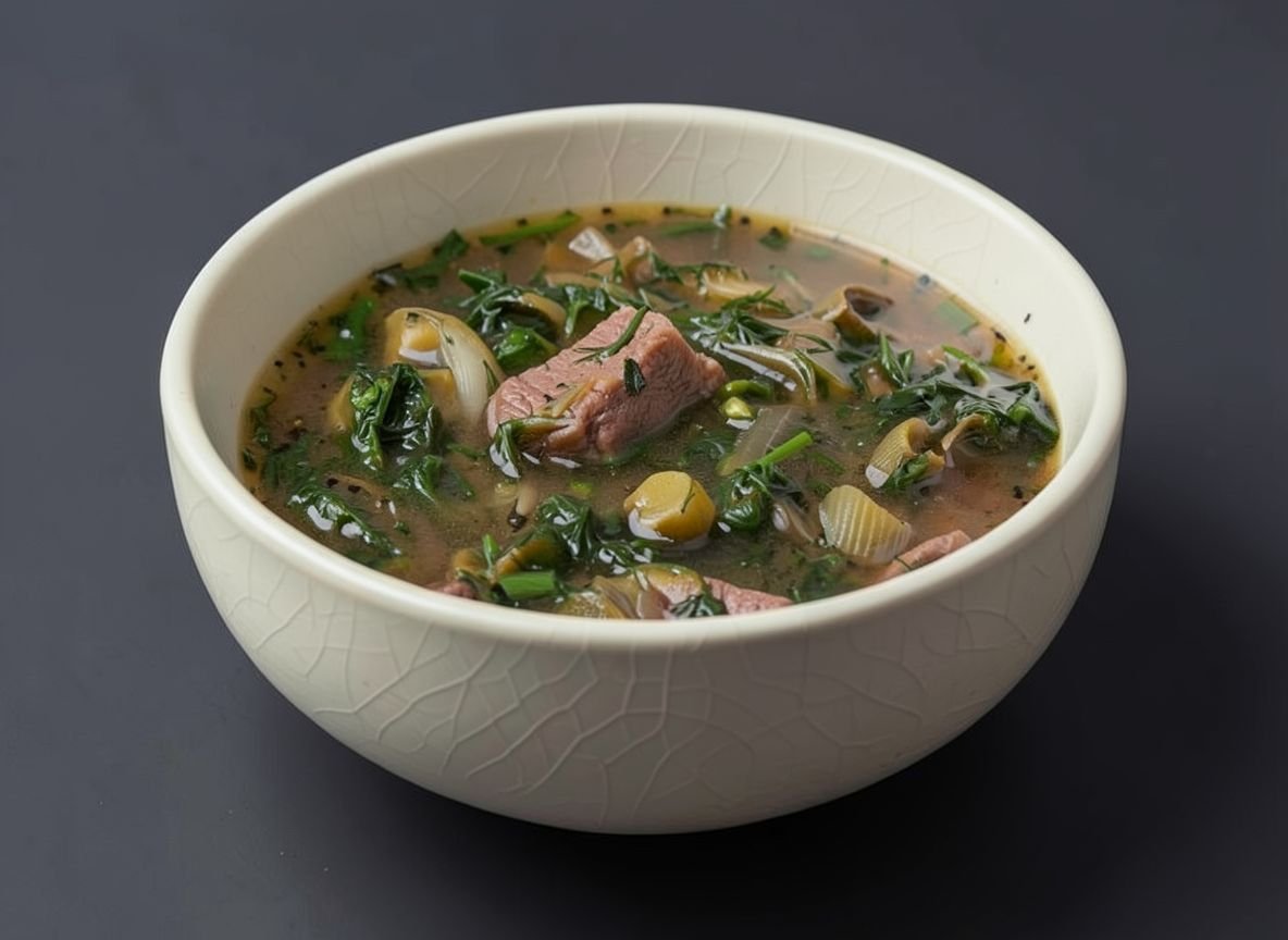 Видеорецепт из оленя - Суп из оленины и зелени