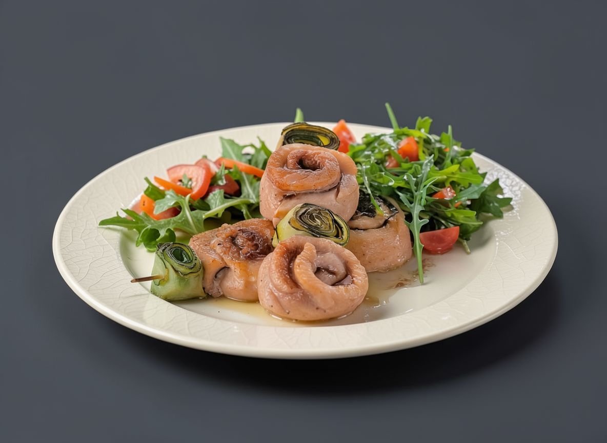 Видеорецепт из кефаль - Рулетики из кефали и овощей