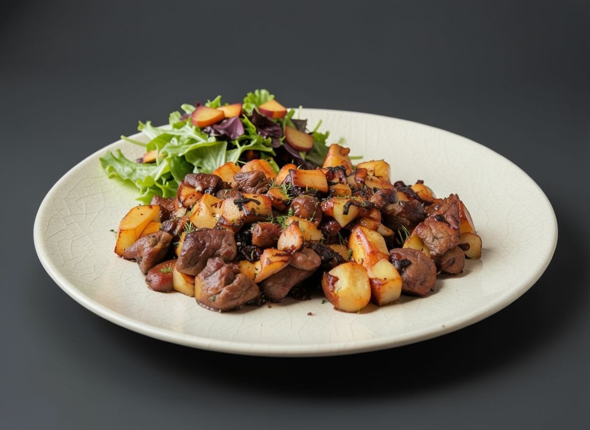 Видеорецепт из верблюда - Верблюжатина с луком и картофелем в жаровне