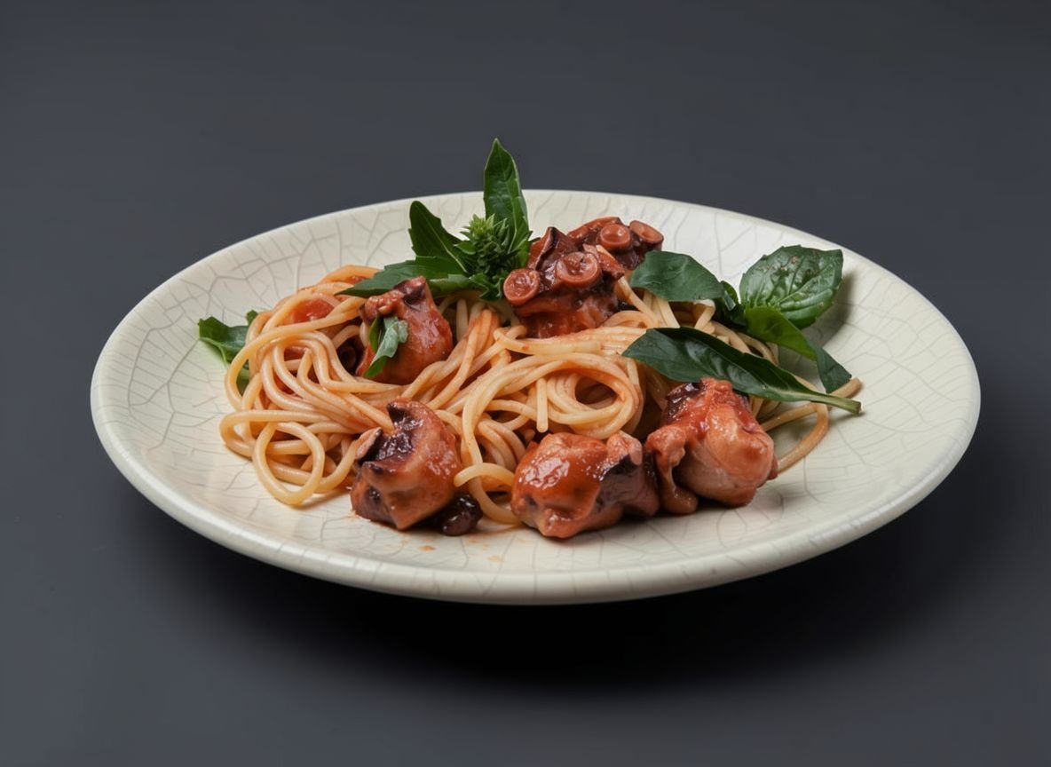 Видеорецепт из осьминога - Паста по-сицилийски с осьминогами