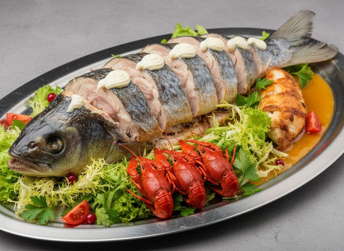 Видеорецепт из осетра - Приготовление и подача крупного осётра