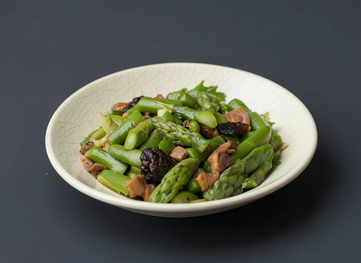 Видеорецепт из сморчка - Спаржа, тушенная со сморчками