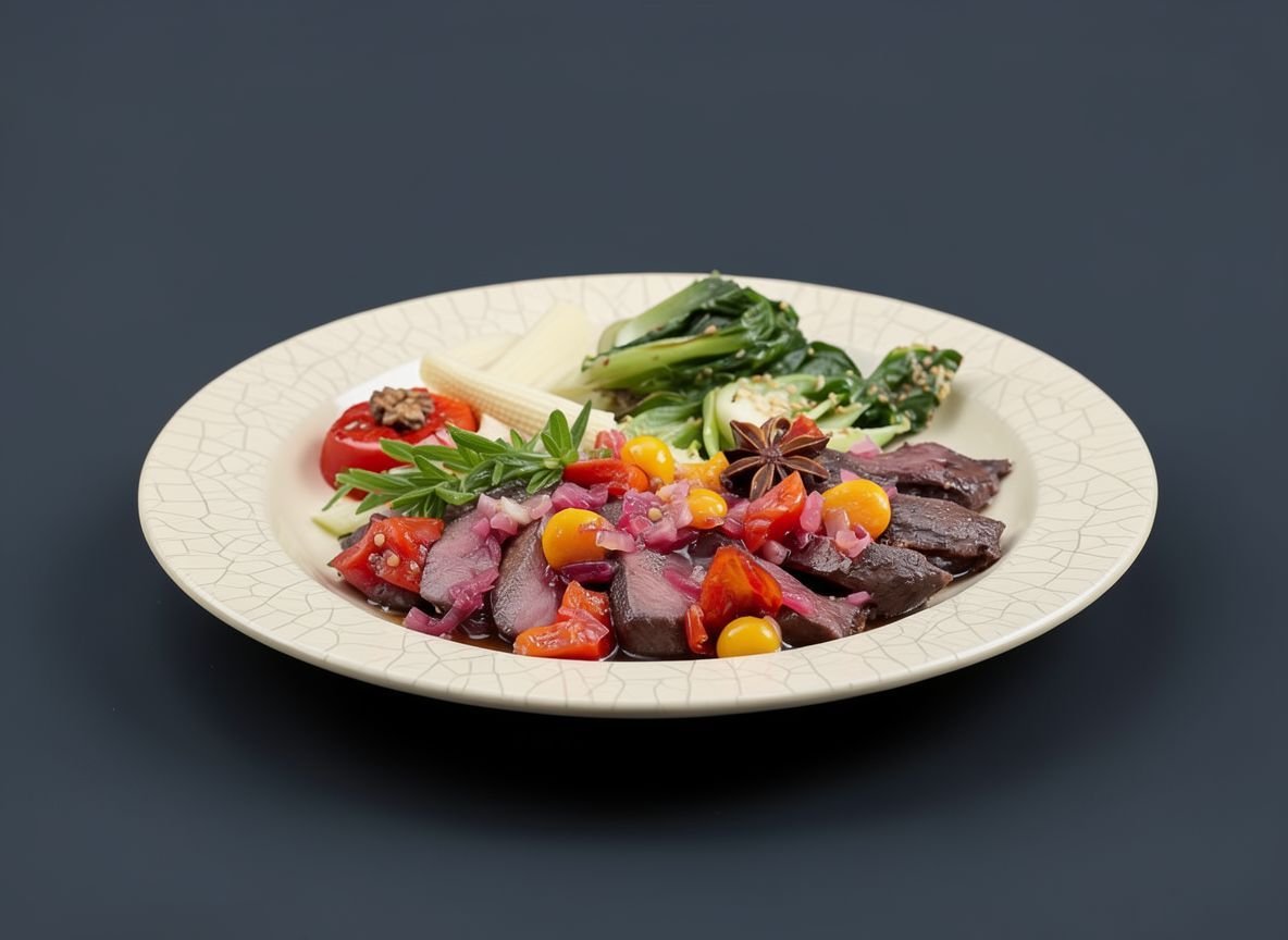 Видеорецепт из страуса - Салат с мясом страуса и физалисом