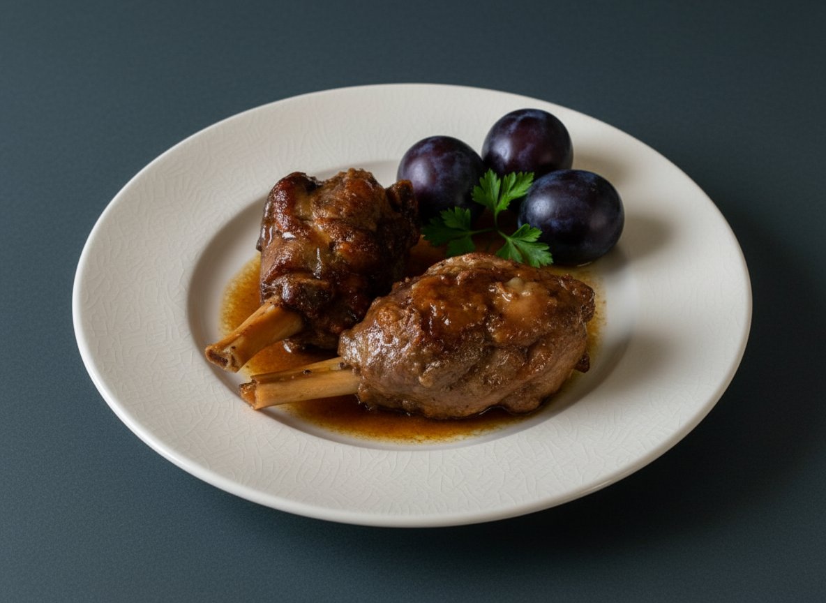 Видеорецепт из нутрии - Нутрия, тушенная со сливами