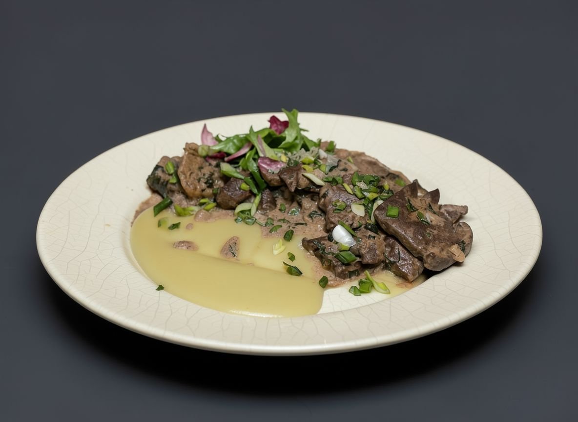 Видеорецепт из лося - Печень лося, тушенная в сметане с репчатым луком