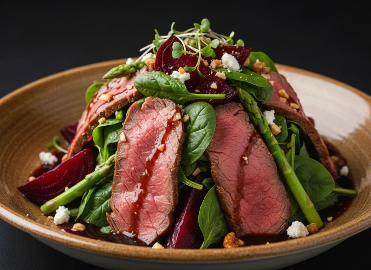 Видеорецепт из оленя - Салат из оленины, свёклы и зелени