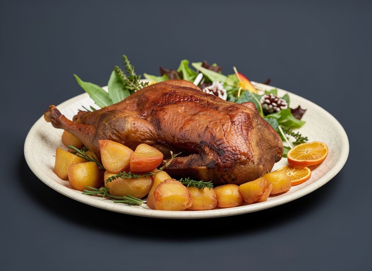 Видеорецепт из гуся - Гусь, запечённый с овощами