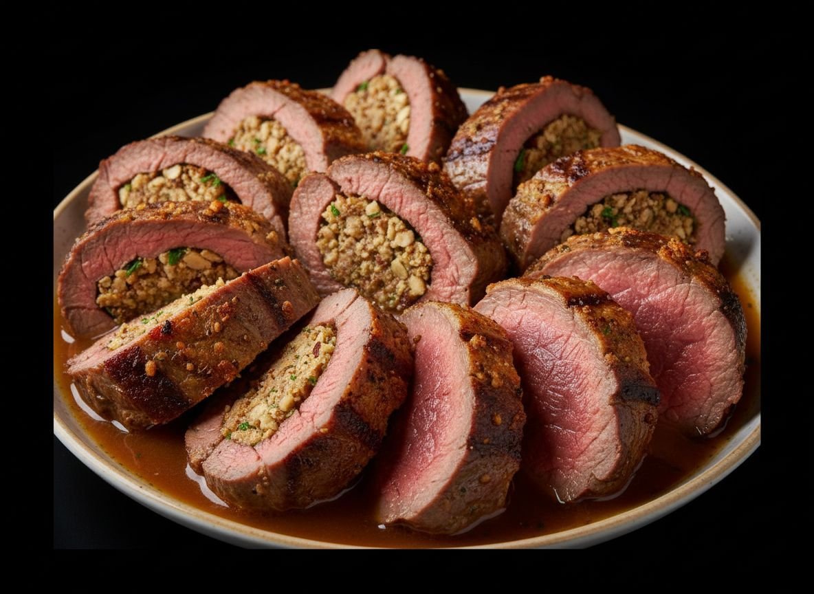 Видеорецепт из лани - Рулет из мяса лани с грецким орехом