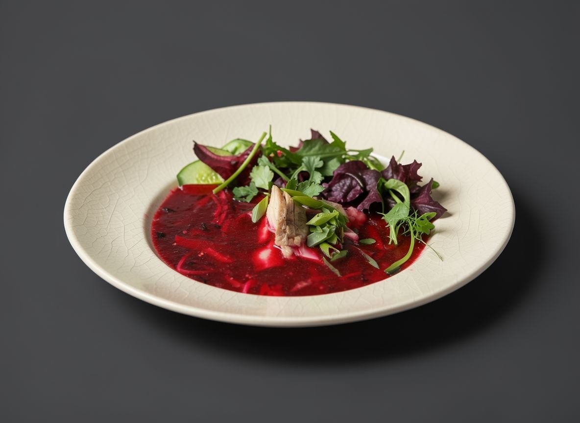 Видеорецепт из коня - Свекольный суп на грудинке коня