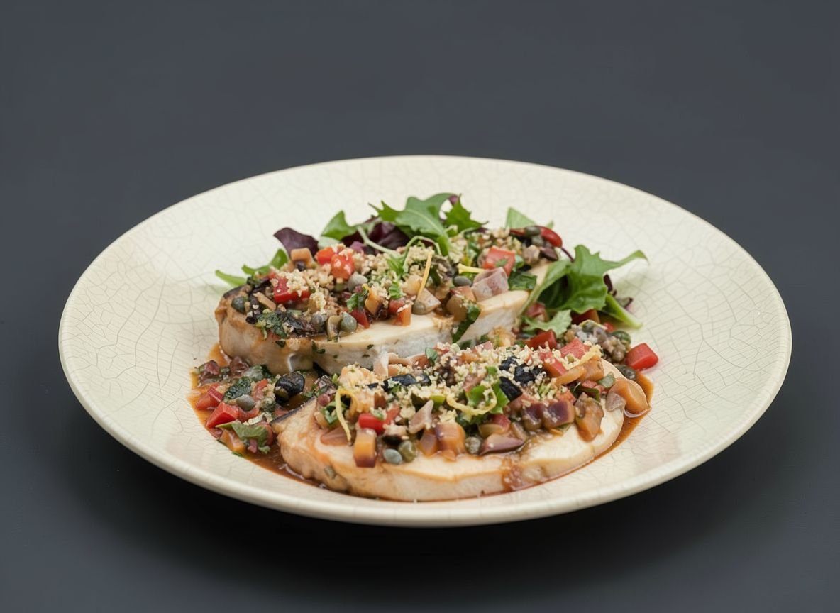 Видеорецепт из рыбы-меч - Филе рыбы-меч по-сицилийски