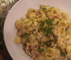 Карбонара из печени трески