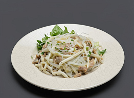 Салат с кальмарами, грибами и фунчозой