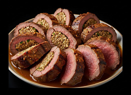 Рулет из мяса лани с грецким орехом