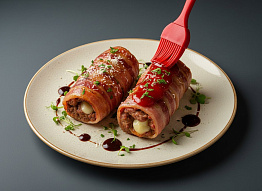 Фаршированная медвежатина, приготовленная на шампурах или решетке гриль