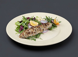 Запеченный голец в овсяных хлопьях с дижонской горчицей