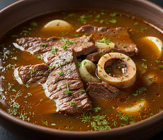 Луковый суп с мозговыми косточками