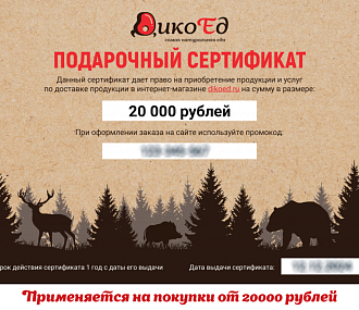 Подарочный сертификат на 20000 рублей