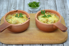 Яичный кокот с сушеными сморчками