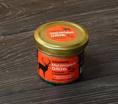 Товар Паштет из мяса благородного оленя с кагором и черносливом 100г
