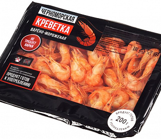 Креветка черноморская с головой в панцире в/м 200гр