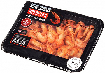 Фото Креветка черноморская с головой в панцире в/м 200гр