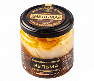 Нельма филе-ломтики подкопченые  в масле 190гр