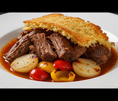 Оленина, жареная с овощами