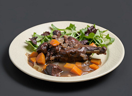 Заяц, томленный в духовке под соусом из красного вина