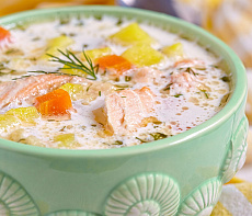 Суп из чавычи с йогуртом