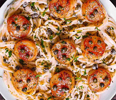 Сахалинские гребешки со спагетти