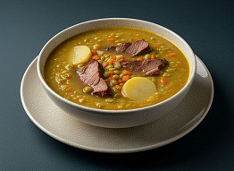 Суп с копчёными рёбрышками лося